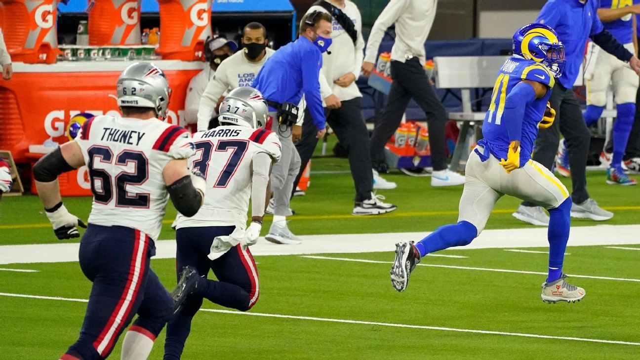 Radio Call of the Game: Rams LB Kenny Young's 79-yard pick-six against the  Patriots