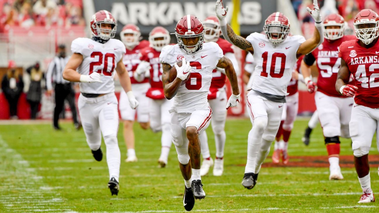 Najee Harris hurdles over Notre Dame defender in Rose Bowl after