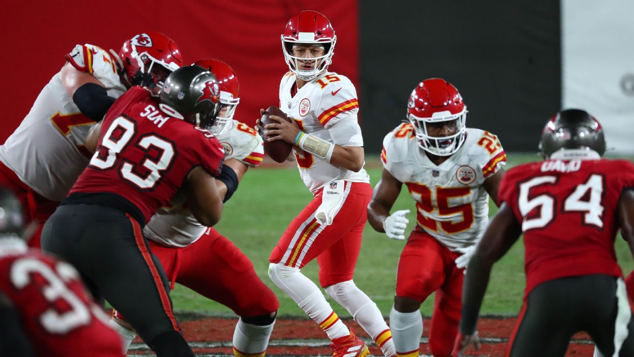 Kansas City Chiefs (-3) open as favorites over Tampa Bay Buccaneers in  Super Bowl LV - ESPN