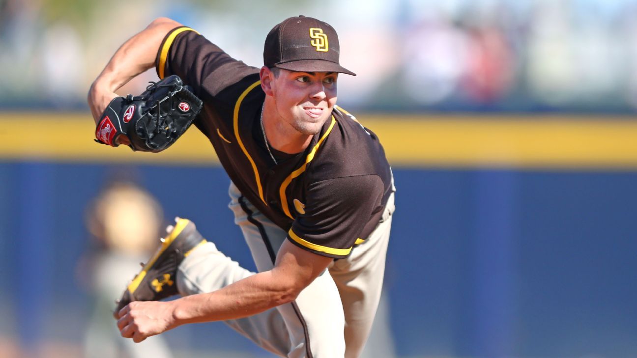 MacKenzie Gore 4/27/22 2nd Career MLB WIN - Game-Used Authentic San Diego  Padres Road Tan Jersey Size 46