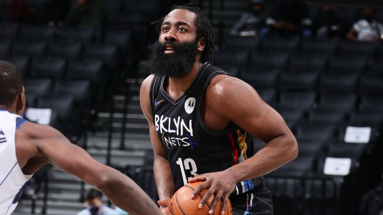 James Harden Brooklyn Nets Game-Used #13 White Jersey vs. Detroit Pistons  on February 9 2021