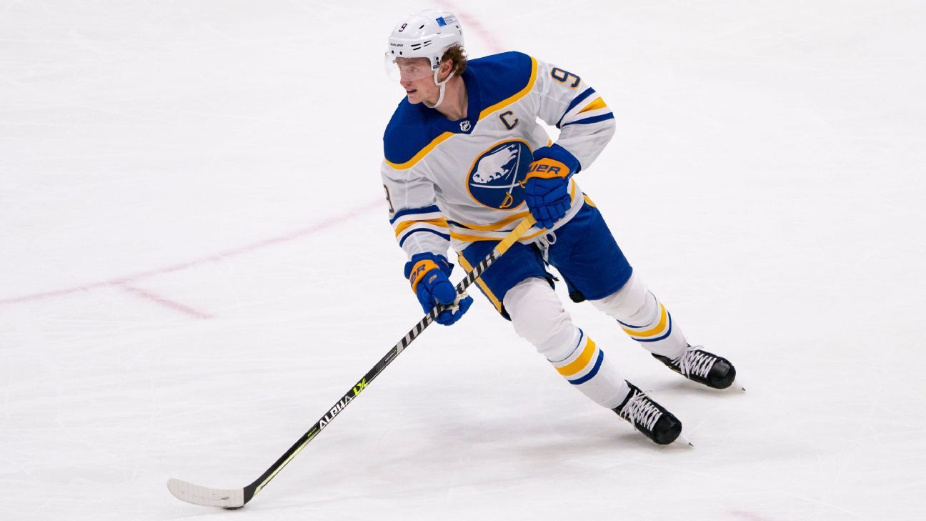 January 01, 2018: Buffalo Sabres center Jack Eichel (15) takes a shot  during The 2018 Winter Classic between The New York Rangers and The Buffalo  Sabres at Citi Field in Queens, New