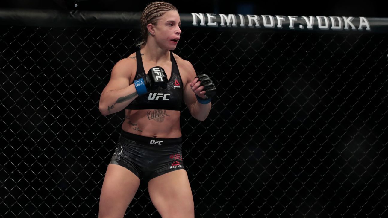 Had to sneak in a picture of the next UFC T-Rex, Hannah Goldy, during her bout against Miranda Granger | UFC on ESPN 27