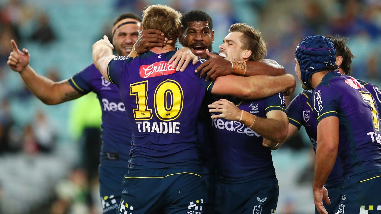 NRL Melbourne Storm romp to 34-point win over Canterbury Bulldogs