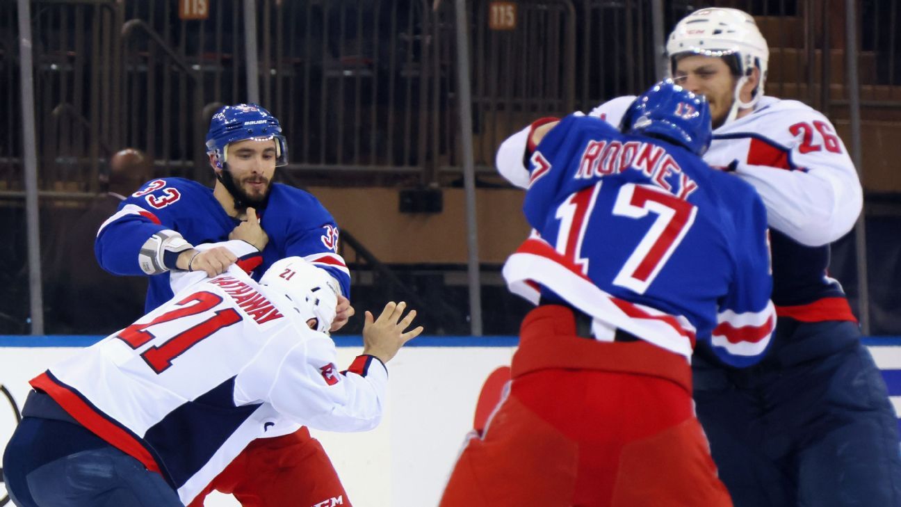 New York Rangers vs. New Jersey Devils brawl during opening