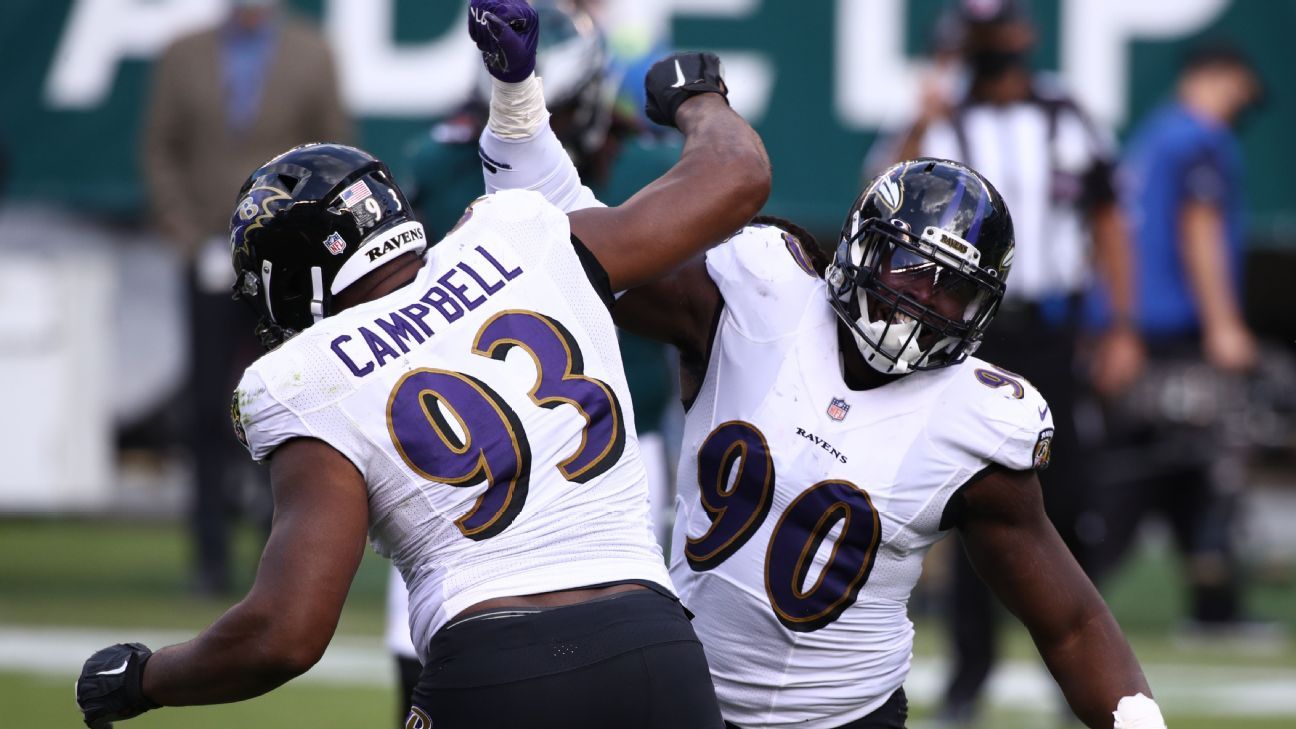 Jovan Swann of the Baltimore Ravens reacts to a play against the New  News Photo - Getty Images