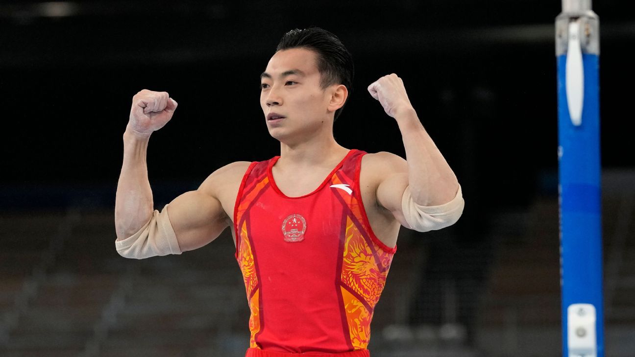 中国Zou Jingyuan、五輪男子体操で平行棒、日本のDaiki Hashimotoスピョンボン優勝