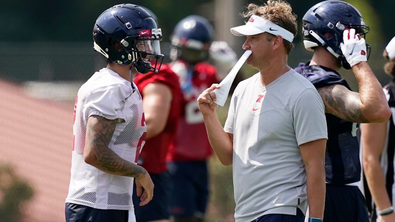 ESPN on X: Lane Kiffin showed up in a signed @dkm14 jersey before