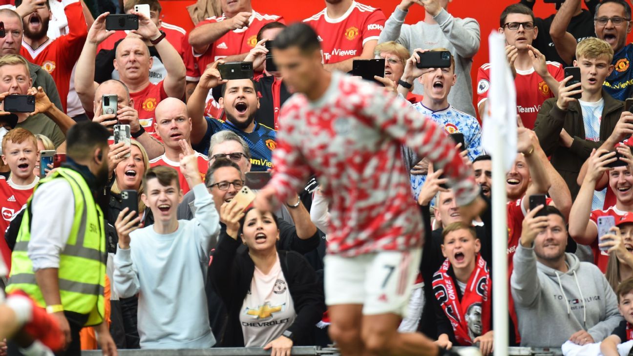 Manchester United's Cristiano Ronaldo leaves the hotel before the team's  English Premier League soccer match against Newcastle United at Old  Trafford Stadium, in Manchester, England, Saturday, Sept. 11, 2021. (AP  Photo/Jon Super