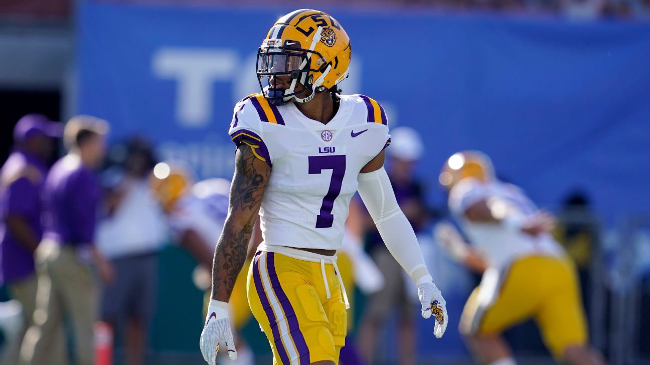 LSU CB Derek Stingley Jr.  Recuperando-se da lesão de Lisfranc, ele não chegará à NFL