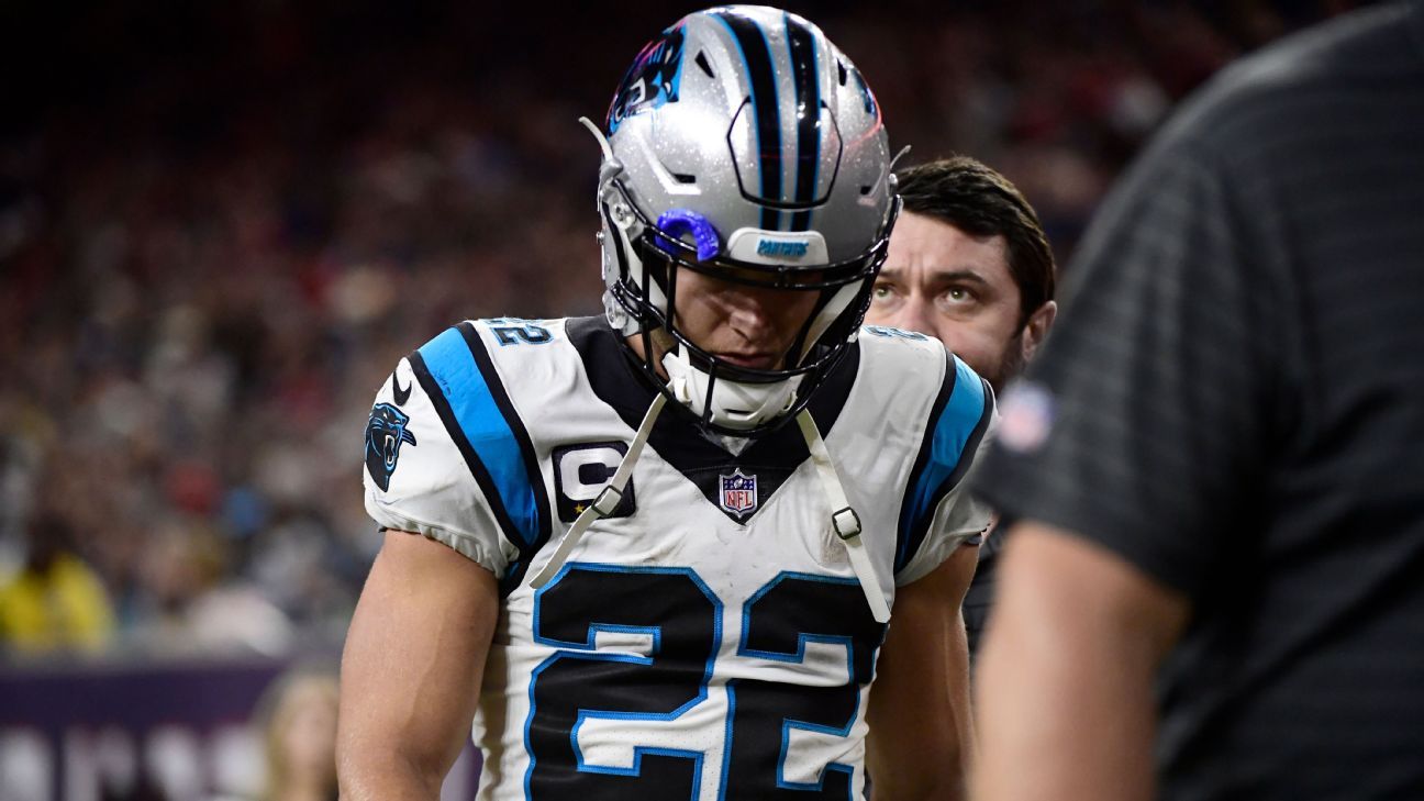 RB Christian McCaffrey held out of practice Wednesday with knee