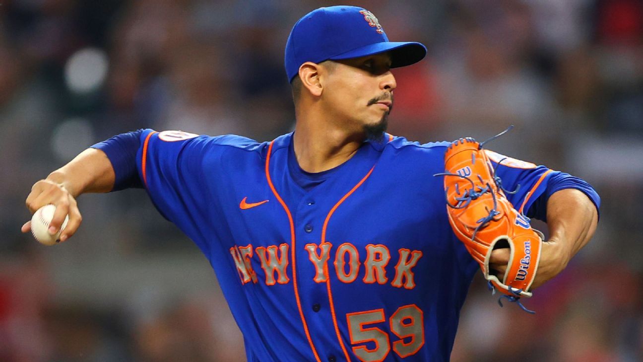 Carlos Carrasco #59 - Game Used Jackie Robinson Day Jersey and Hat Combo -  5 IP, 2 ER, 3 K's - Mets vs. Athletics - 4/15/23