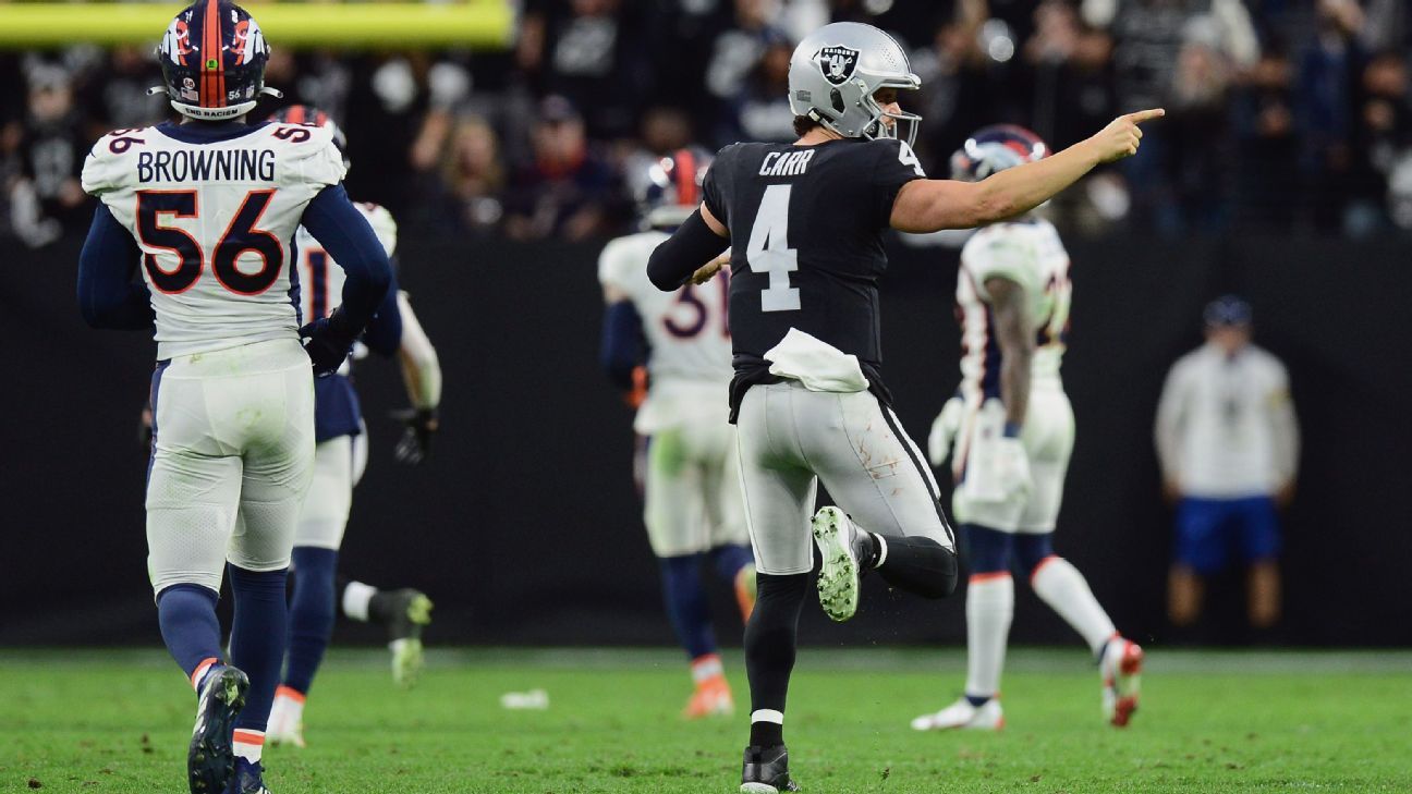 Raiders' historic run of last-play wins has them in playoff hunt - ESPN -  Las Vegas Raiders Blog- ESPN