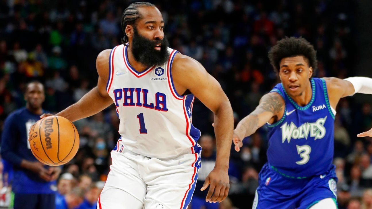 James Harden lives up to hype in Philadelphia debut as 76ers rout Minnesota Timb..