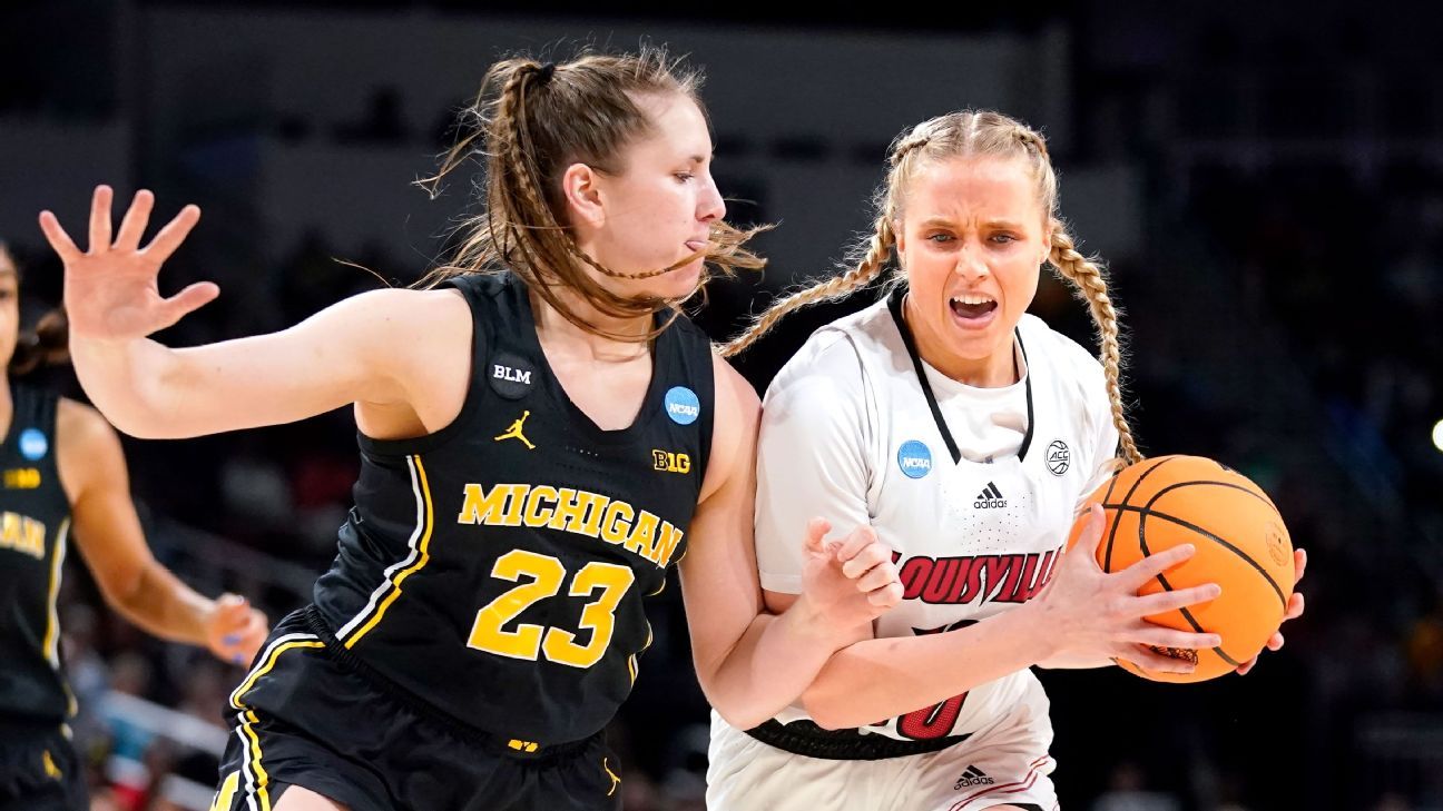 Louisville Cardinals hold off Michigan Wolverines to complete women's Final Four..
