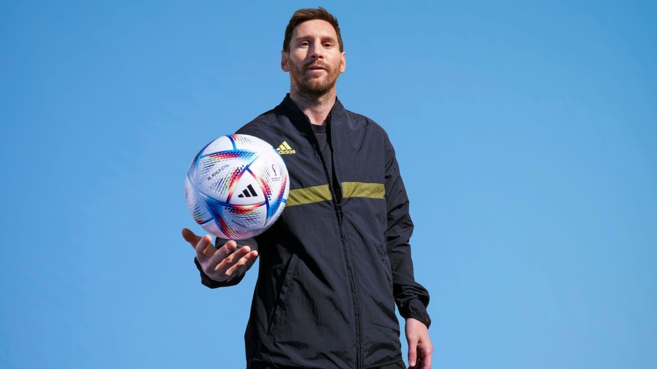 Lionel Messi (Argentina) with Adidas Brazuca, official match ball