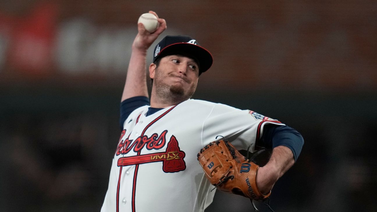 Atlanta Braves pitcher Luke Jackson (77) is photographed at the