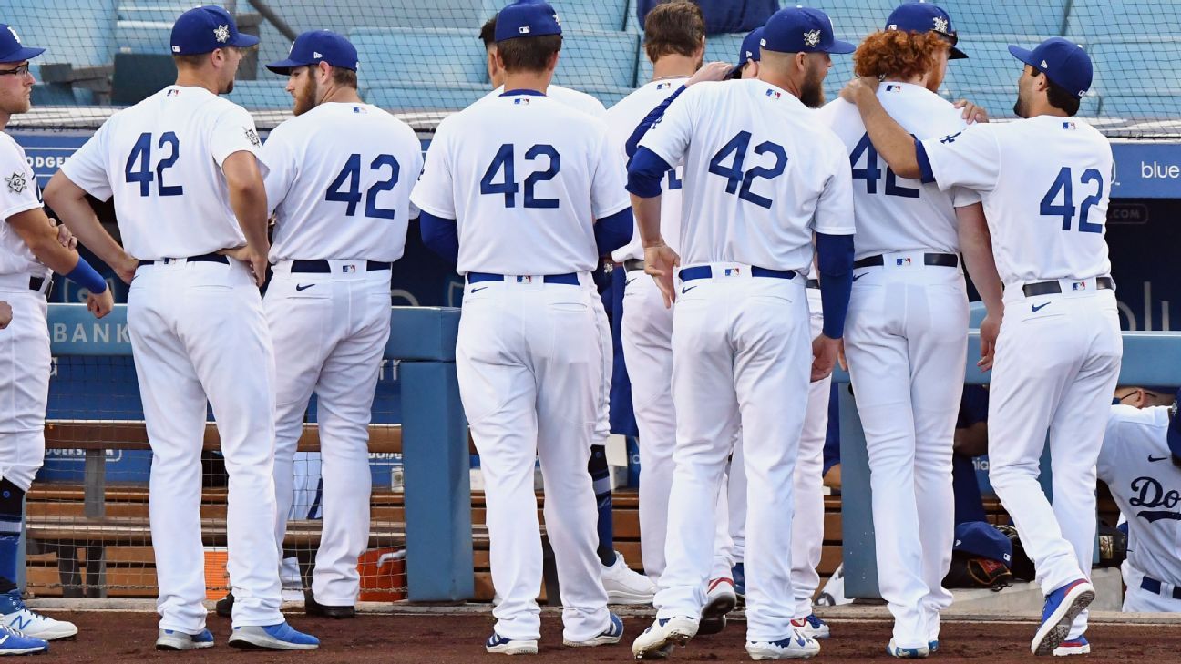 Robinson's 42 In Dodger Blue For All Uniforms On April 15