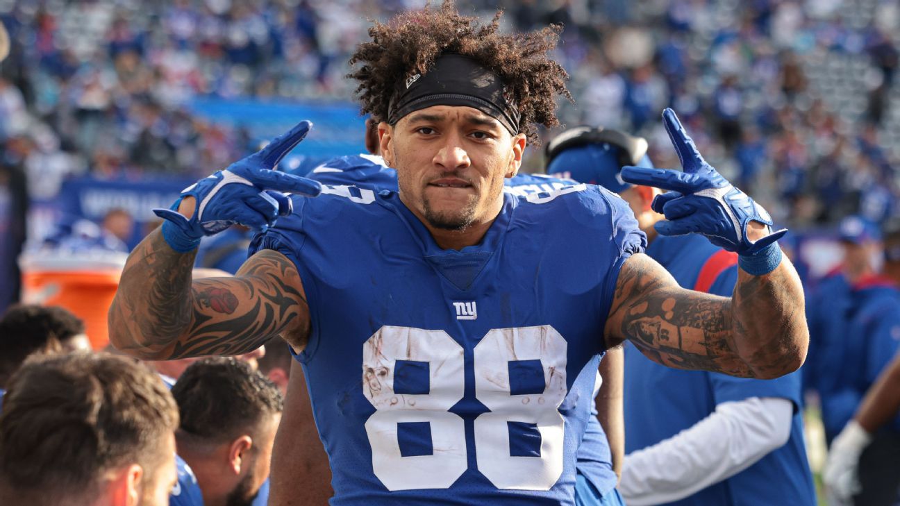 Evan Engram of the Jacksonville Jaguars looks on during Training