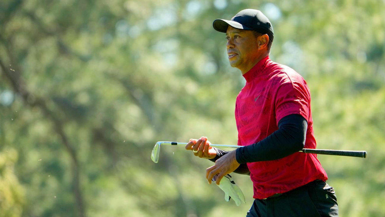 Tiger Woods playing practice round at Southern Hills, site of PGA Championship