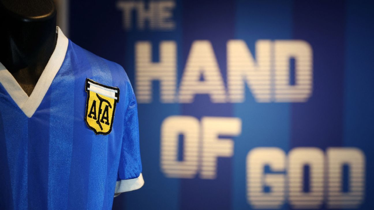 Where Diego Maradona's 'Hand of God' shirt has been and how it got to  auction - ESPN