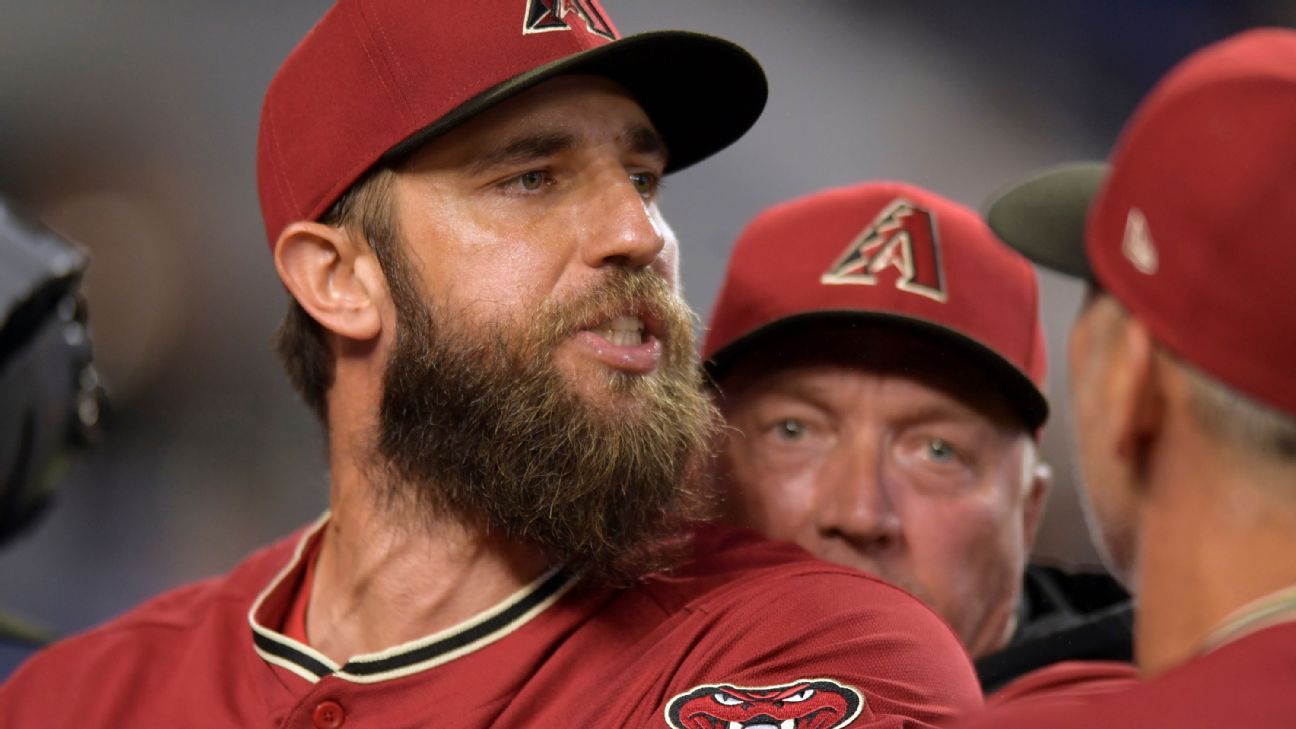 Madison Bumgarner wears a suit and tie for the first time  in his life