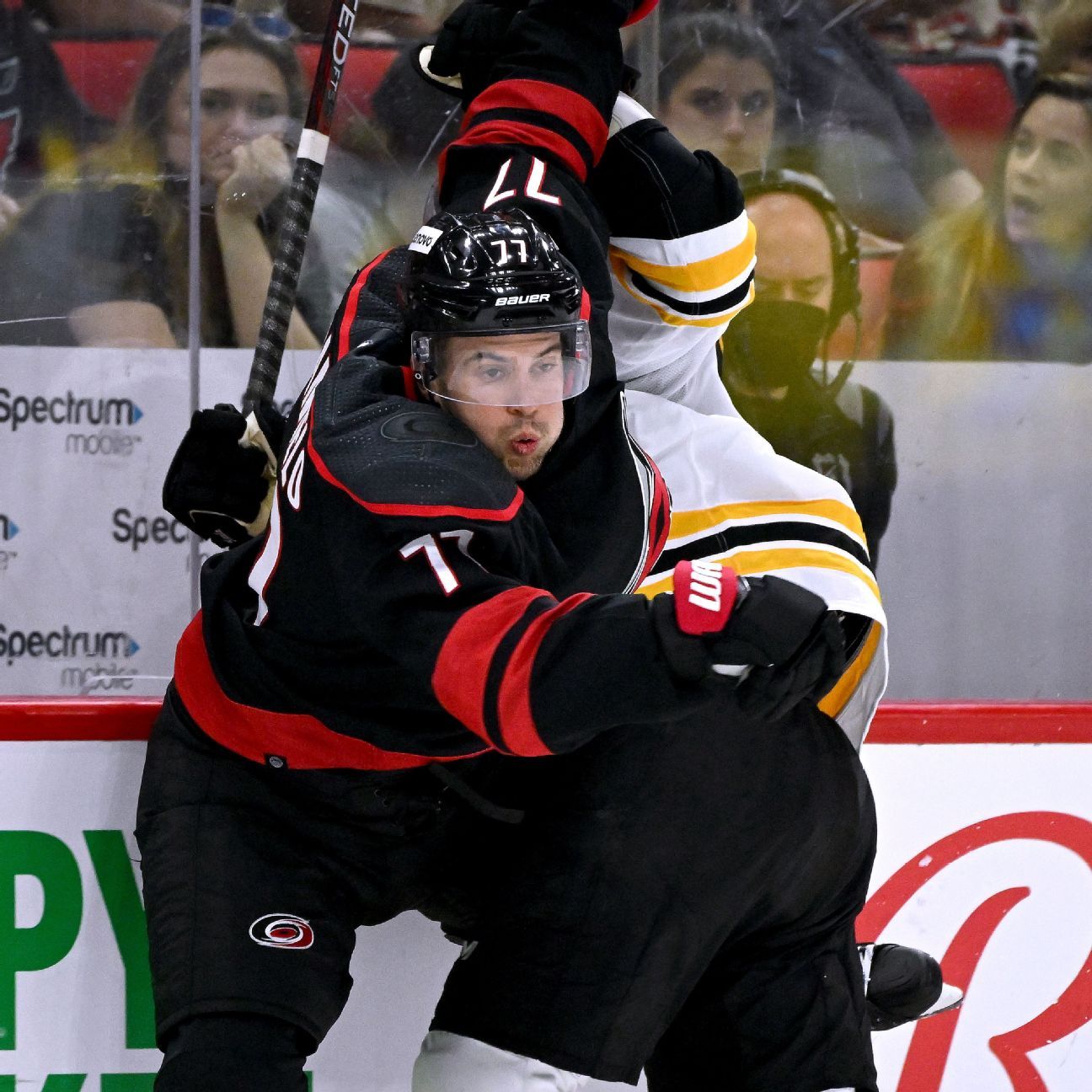 Tempers flare as Carolina Hurricanes blister Boston Bruins in chippy Game 2 win;..
