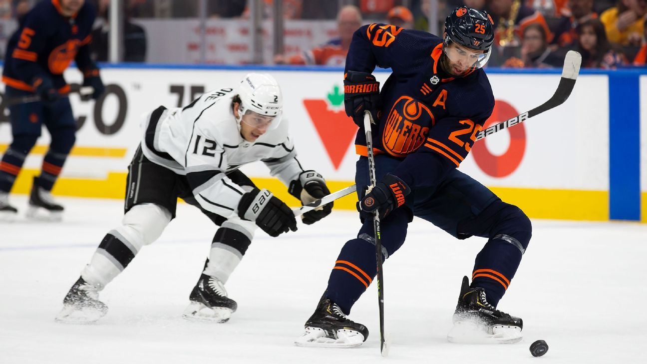 Edmonton Oilers-verpleegster Darnell stopt met werken na een kopstoot van Los Angeles Kings Philip Danault