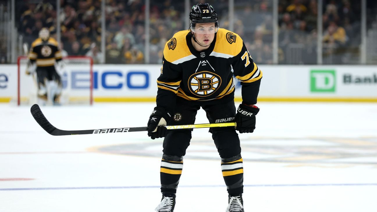Charlie McAvoy of the Boston Bruins skates against against the New