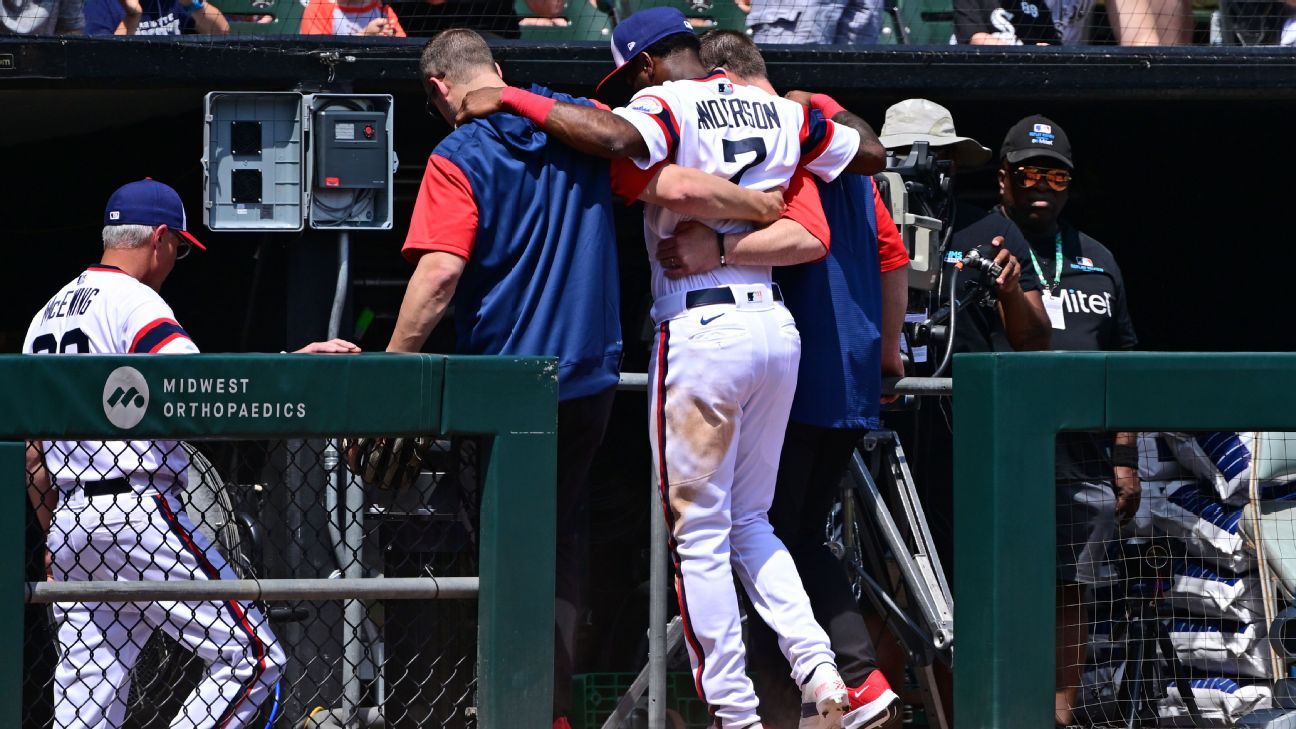White Sox's Anderson helped off field after injury