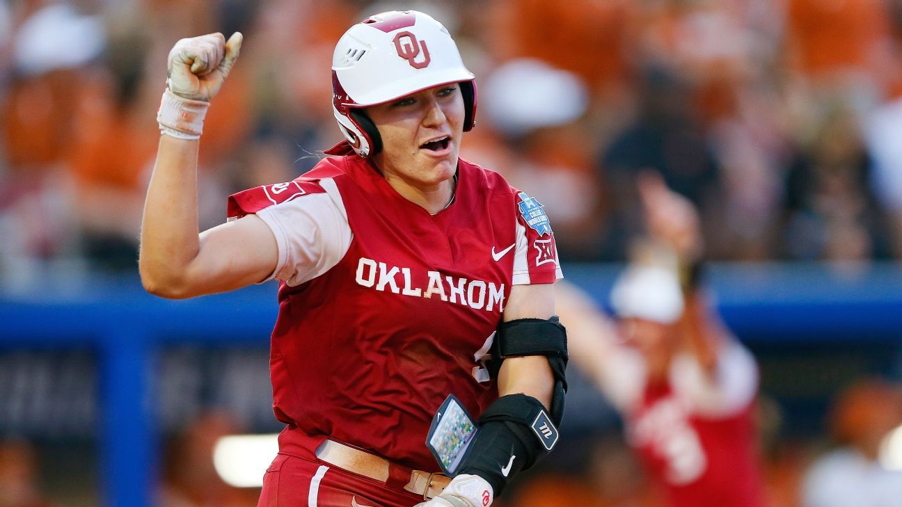 Oklahoma Sooners win Game 2 of Women's College World Series, sweep Texas Longhor..