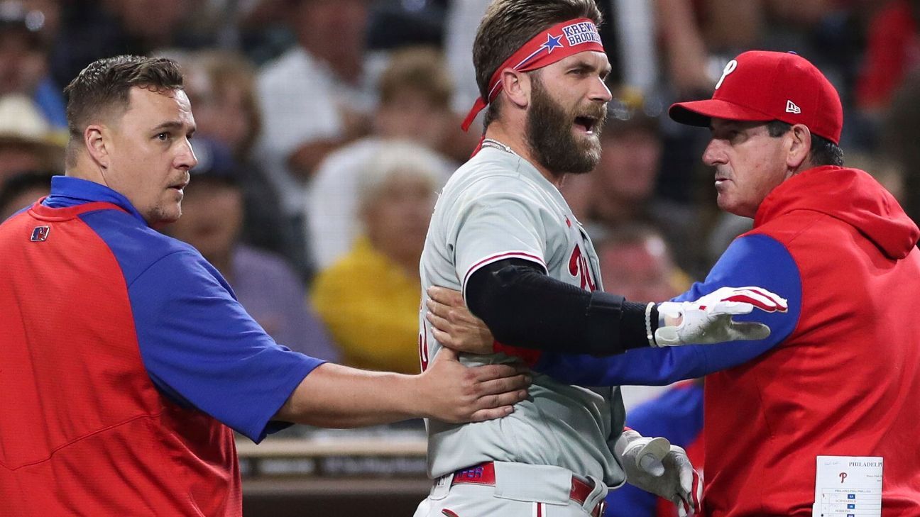 Philadelphia Phillies outfielder Bryce Harper out indefinitely after suffering broken left thumb – ESPN