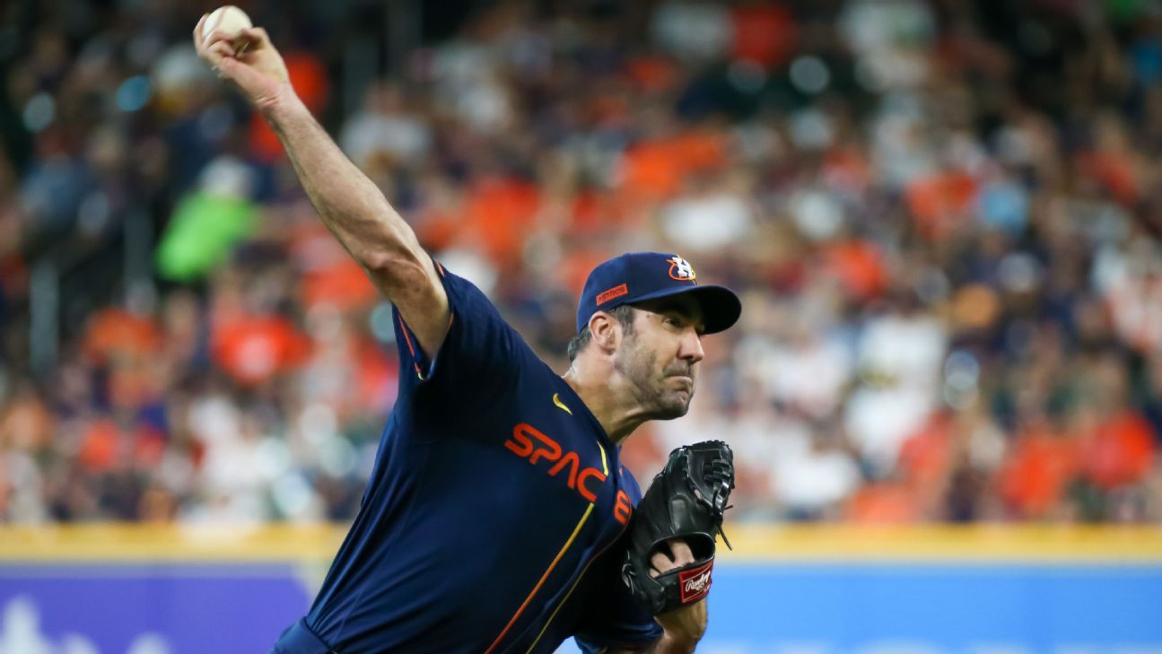 Justin Verlander City Connect Game-Used Jersey. Passes Curt Schilling and  Bob Gibson on All-Time Strikeout List.