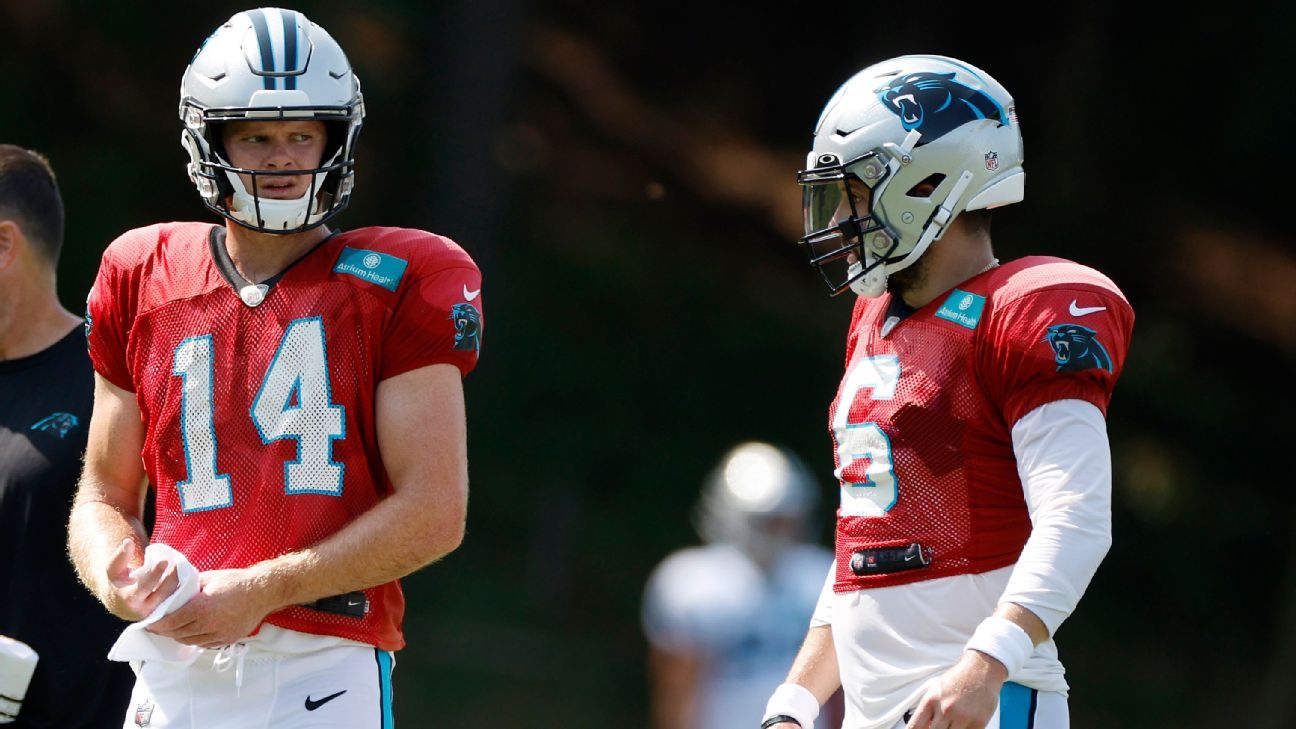 Patriots-Panthers training camp: Time to name Baker Mayfield starting QB,  Mac Jones update, and more