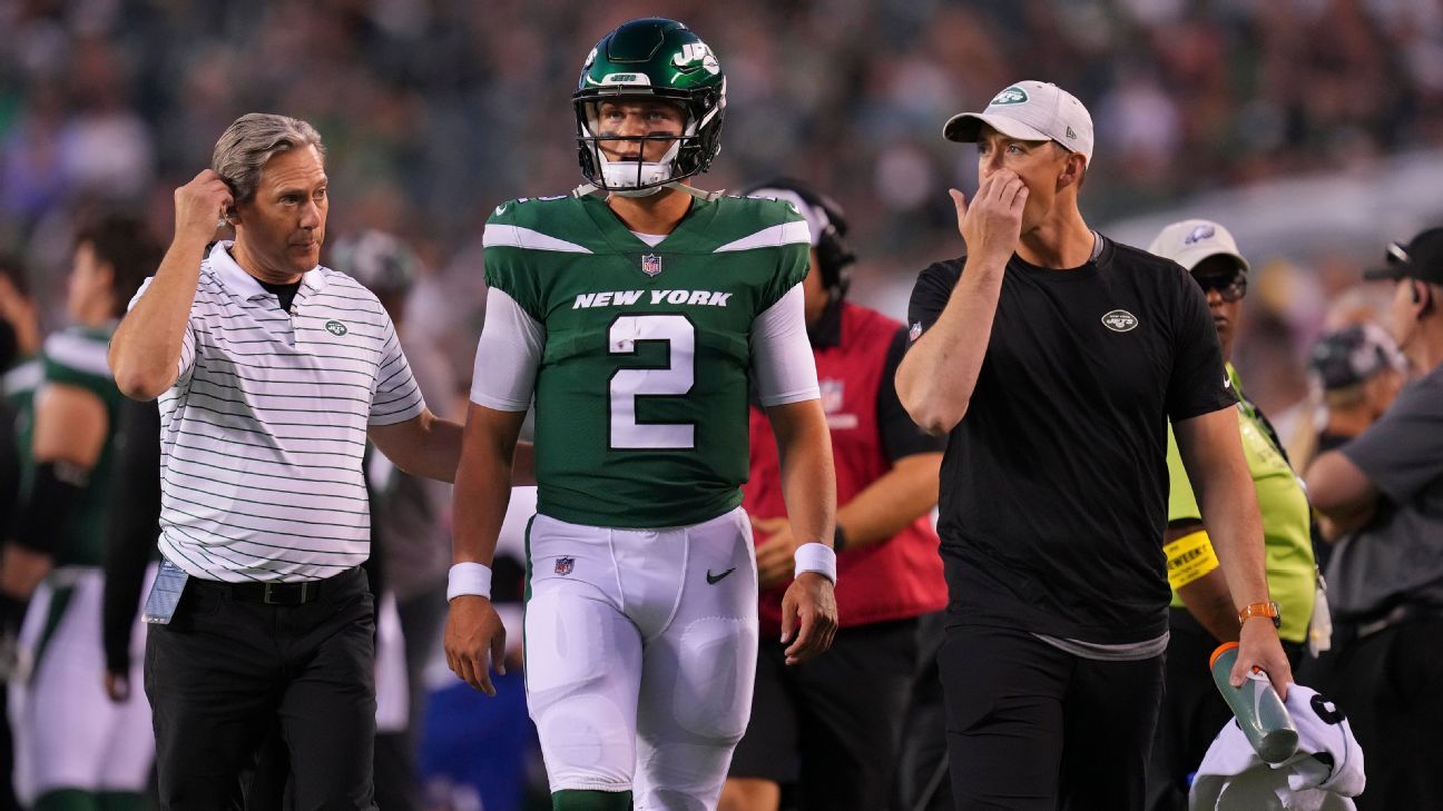 New York Jets QB Zach Wilson out 2-4 weeks after suffering bone bruise, torn men..
