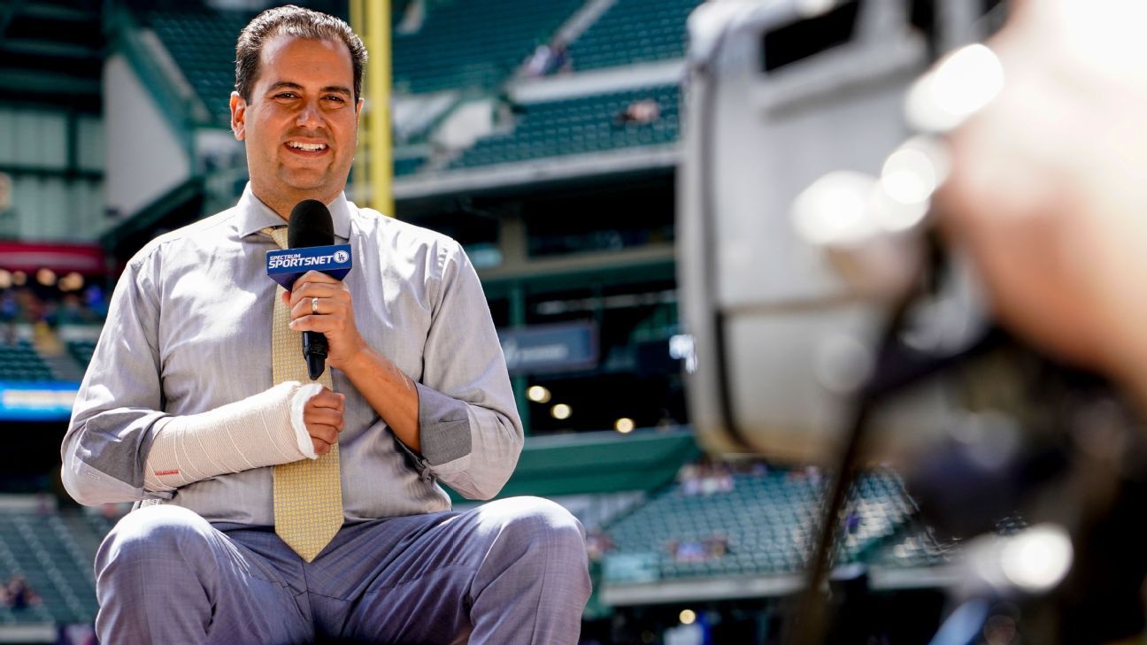 Los Angeles Dodgers TV reporter David Vassegh injured on Bernie Brewer's slide