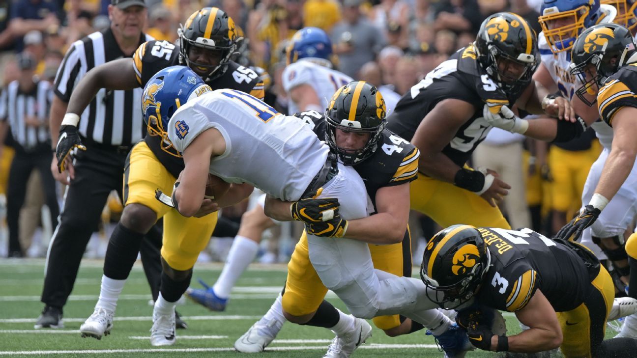 Second-half safeties lead Iowa past South Dakota State 7-3 in offensively inept game