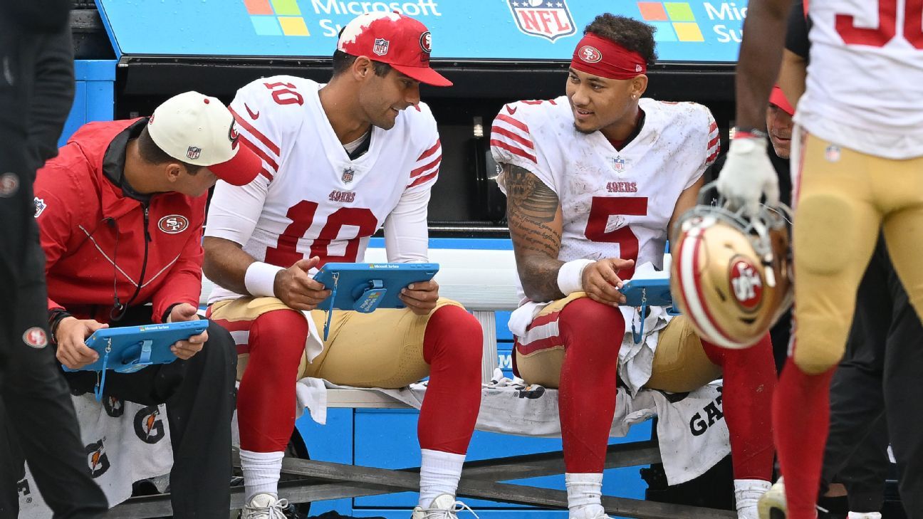 Column: Jimmy G can offset Trey Lance's injury, but Niners' long-term view  looks cloudy - The San Diego Union-Tribune