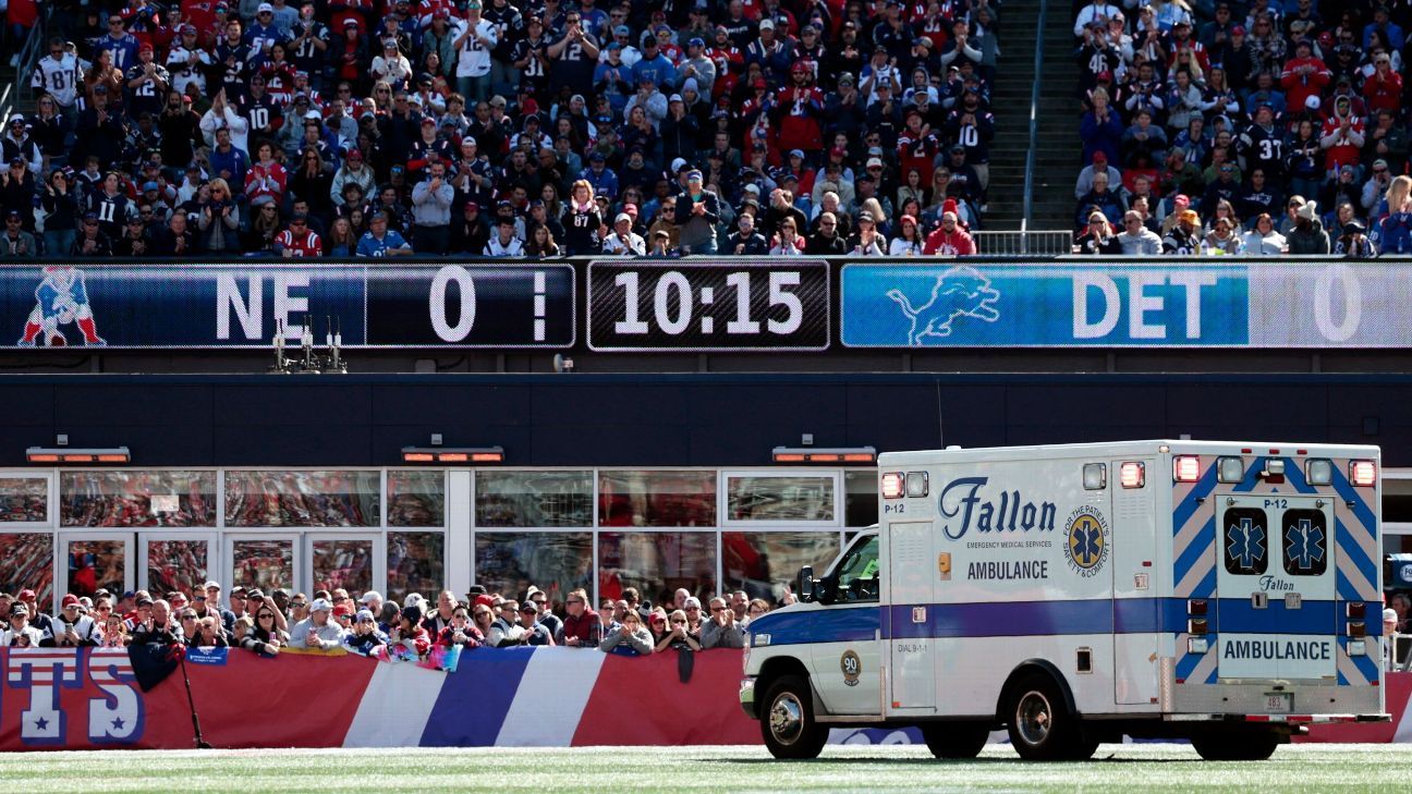 Injured Lions player taken away in ambulance during game vs