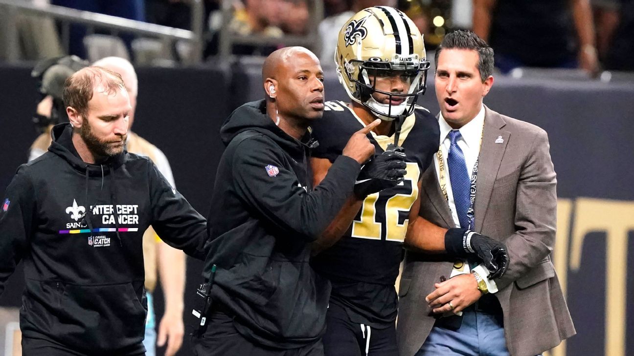 Saints WR Chris Olave suffers concussion against Seahawks - ESPN