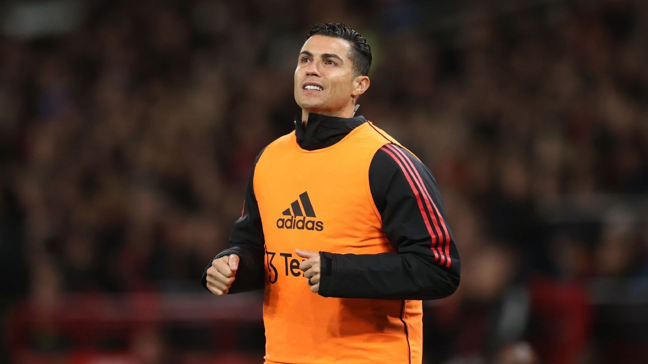 Manchester United's Cristiano Ronaldo leaves the field at the end