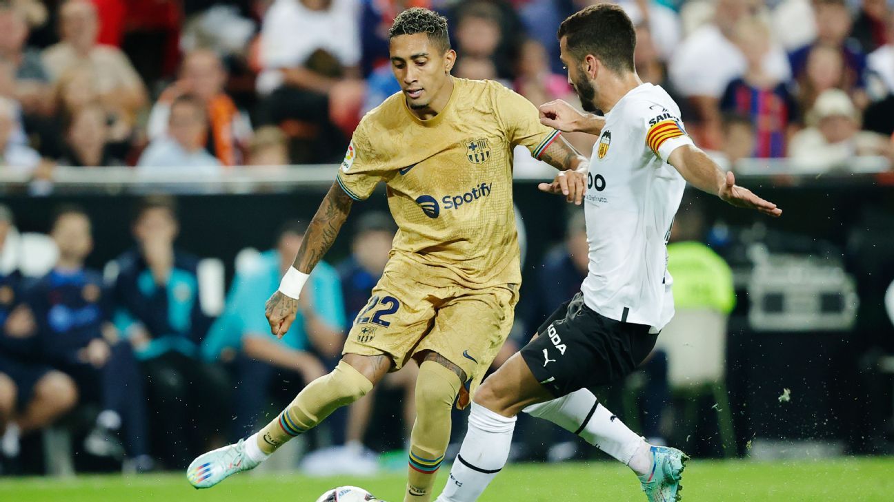 Raphinha dá assistência, mas Valencia busca empate com Barcelona