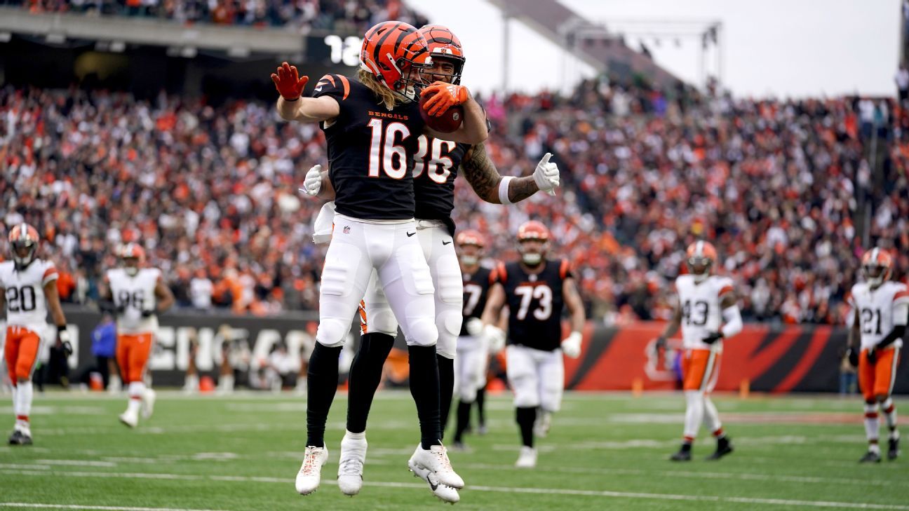 Trenton Irwin smiles big with game ball after Cincinnati Bengals win