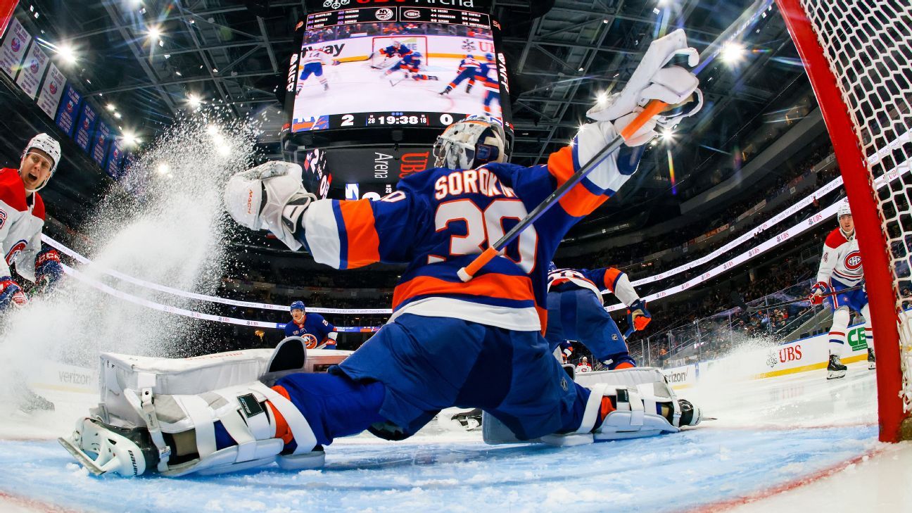 Islanders Ilya Sorokin pulls off save of the year against New York Rangers
