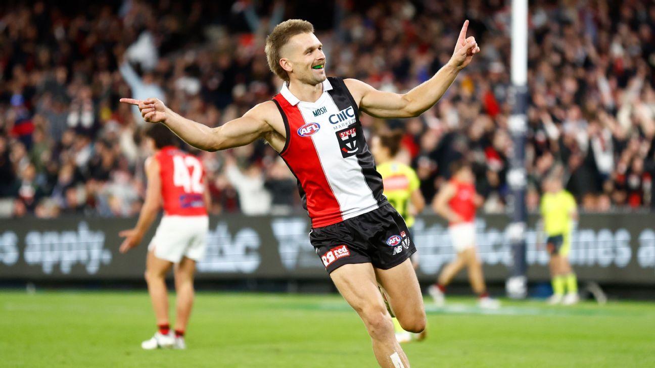 AFL Round 3 St Kilda Saints down Essendon Bombers to cap off 150th anniversary ESPN AFL Round 3 St Kilda Saints down Essendon Bombers to cap off 150th anniversary ESPN