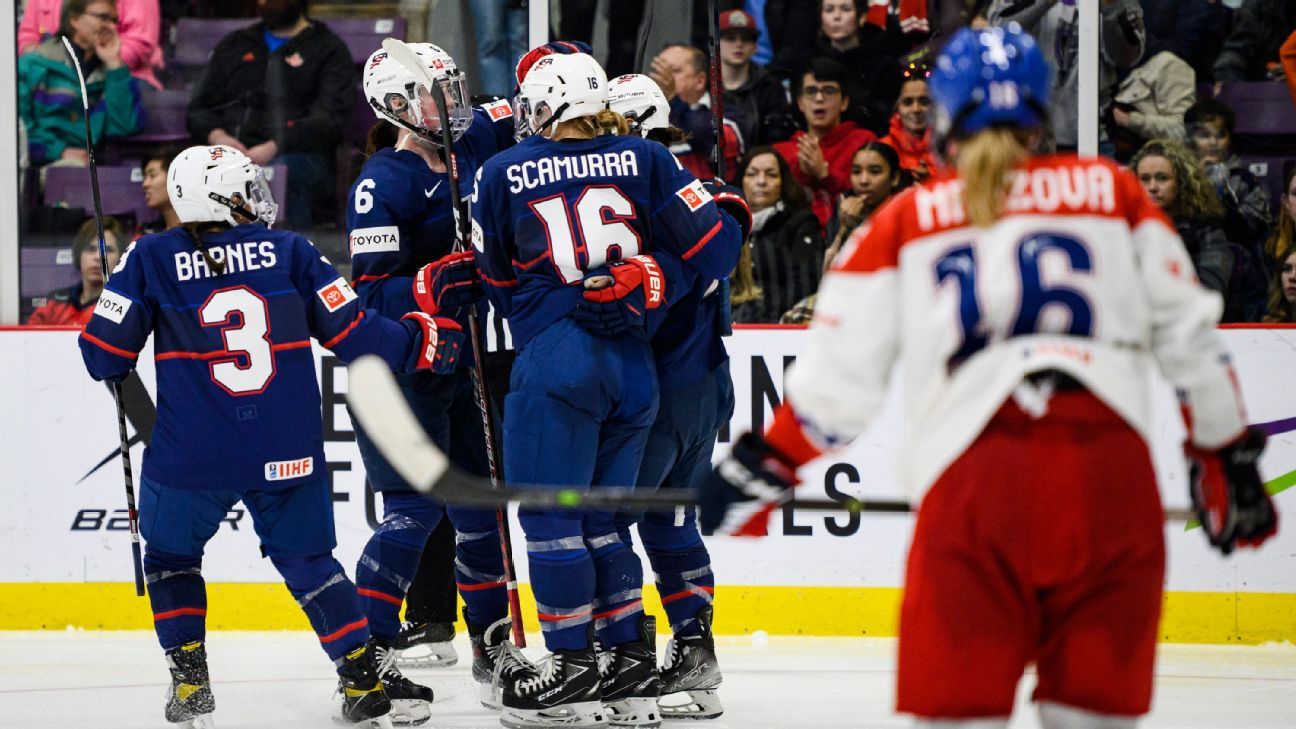 Americké odd.  Česká republika vede na Mistrovství světa v hokeji žen v bazénové hře 3:0