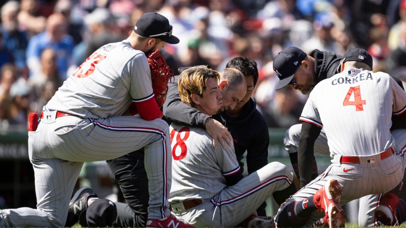 Twins' Maeda leaves after hit by 111 mph line drive on ankle – KGET 17