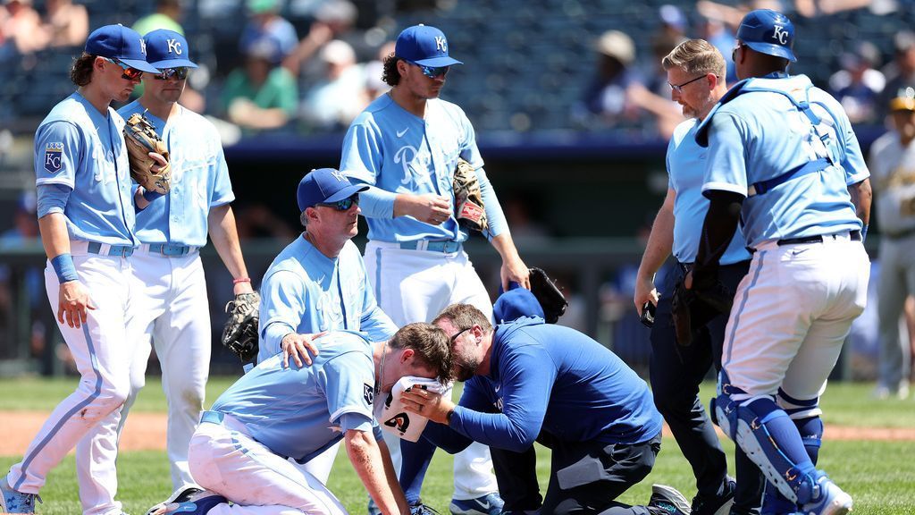 Royals pitcher Ryan Yarbrough hit in face on 106-mph comeback, exits  Athletics game