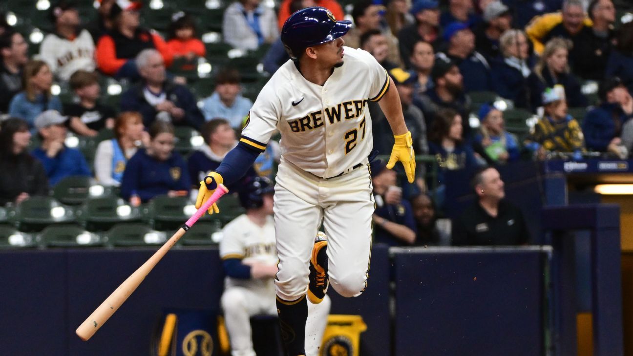 Brewers' Adames 'alert' in hospital after being hit in dugout by