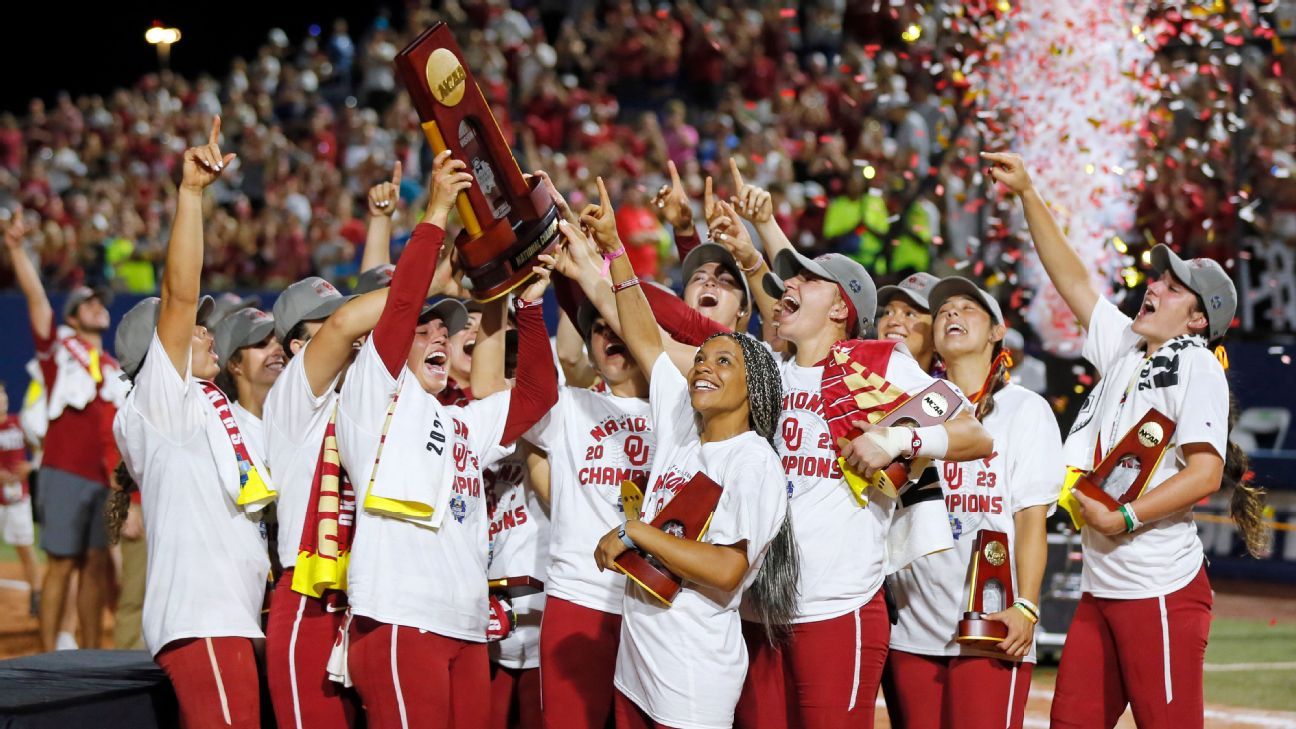 2023 National Champions 3 Peat Oklahoma Sooners Softball Team